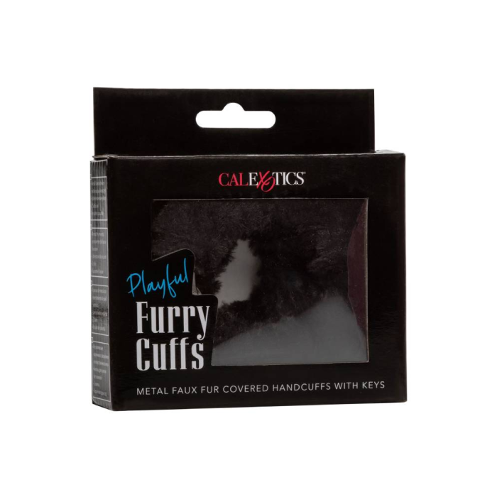 Наручники з хутром CalExotics, з ланцюгом, чорні