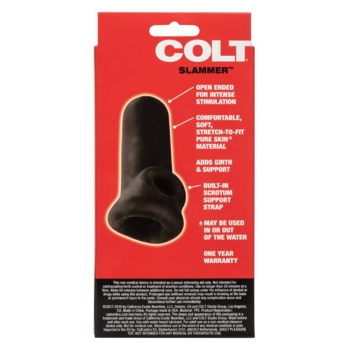 Насадка на член COLT Slammer із кріпленням на мошонці, чорна, 10.7 х 5 см