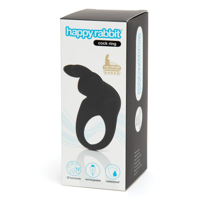 Ерекційне кільце для члена Happy Rabbit, що перезаряджається, чорне