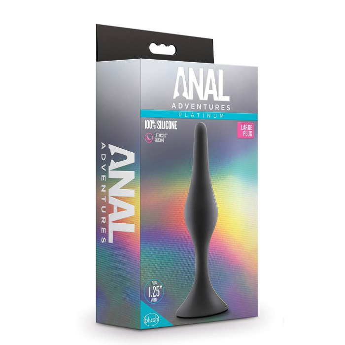 Анальна пробка витягнута Anal Adventures Blush, силіконова, чорна, 13.3 х 3 см