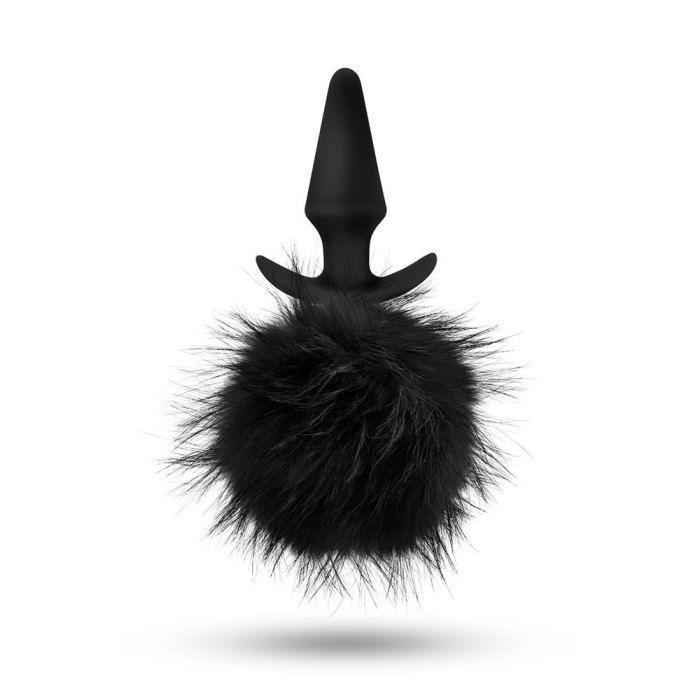 Анальний затор, заячий хвостик, чорний ANAL ADVENTURES PLATINUM RABBIT TAIL PLUG