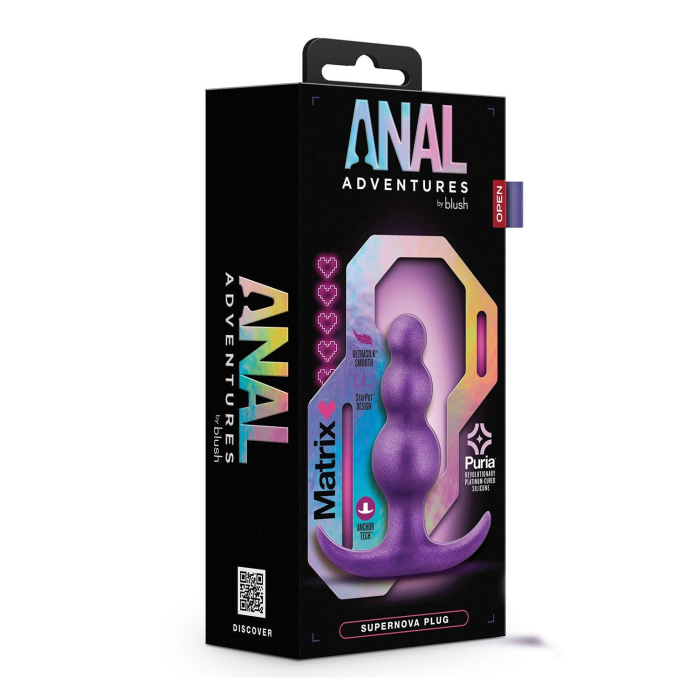 Анальна пробка рельєфна зі стопером Blush Anal Adventures Matrix фіолетова