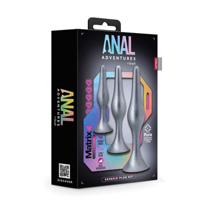 Набір анальних пробок Blush Anal Adventure срібний, 3 шт.