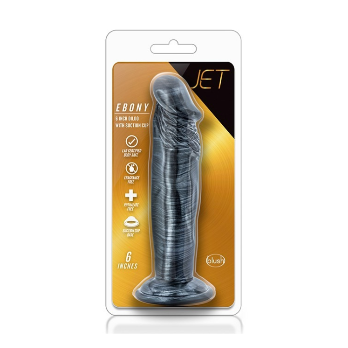 Фалоімітатор реалістичний Blush Jet Ebony з присоскою, чорного кольору, 16.5 см