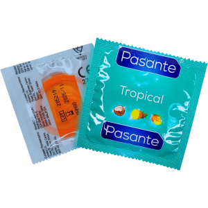 Презервативи оральні зі смаком манго Рasante Tropical кольорові, з латексу (ціна за 6 шт)