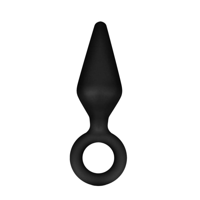 Анальний плаг із кільцем-стопером Blush Anal Adventures Platinum Silicone чорний, 11.4 х 3.1 см