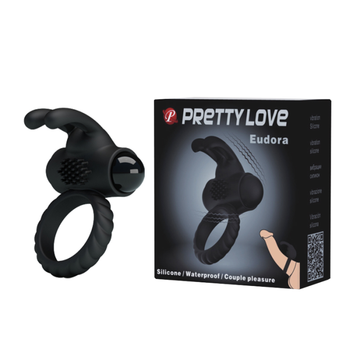 Ерекційне віброкільце Pretty Love Eudora чорне, силікон