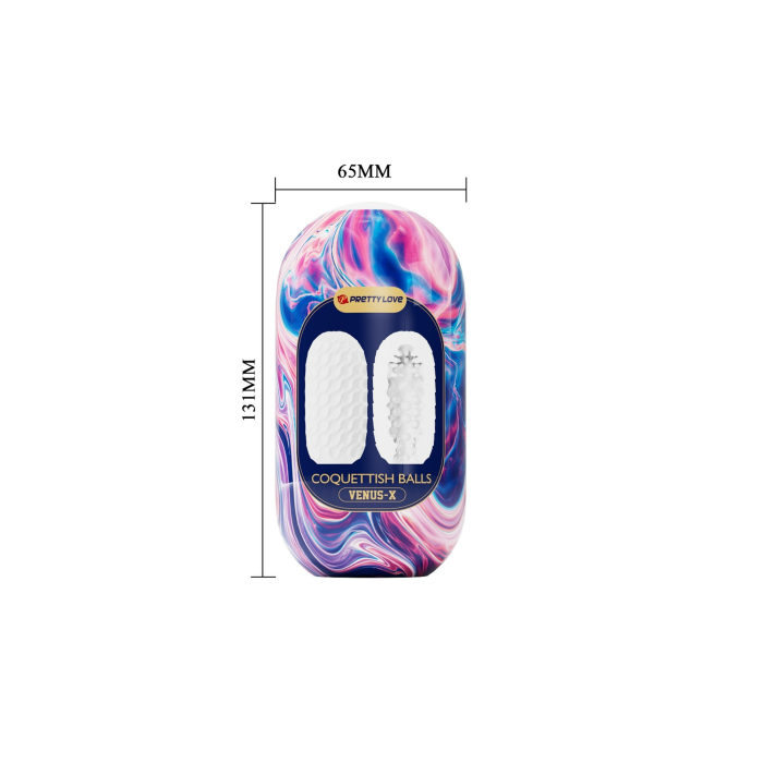 Мастурбатор хай-тек Venus-X Egg VIOLET двосторонній рельєф, білий, фіолетовий, 13.1 х 6.5 см.