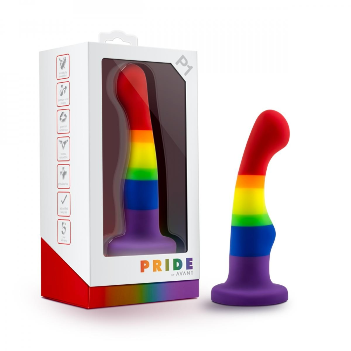 Фалоімітатор Pride, на присосці, райдужний, 13 х 2.9 см
