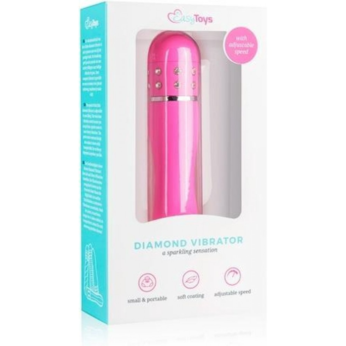 Міні-вібратор зі стразами Easytoys, рожевий, 11.4 х 2.4 см