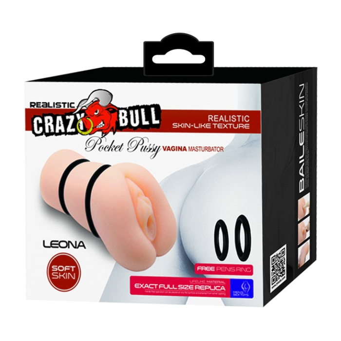 Мастурбатор із кібершкіри Crazy Bull Leona реалістичний, 15.4 см х 7.1 см