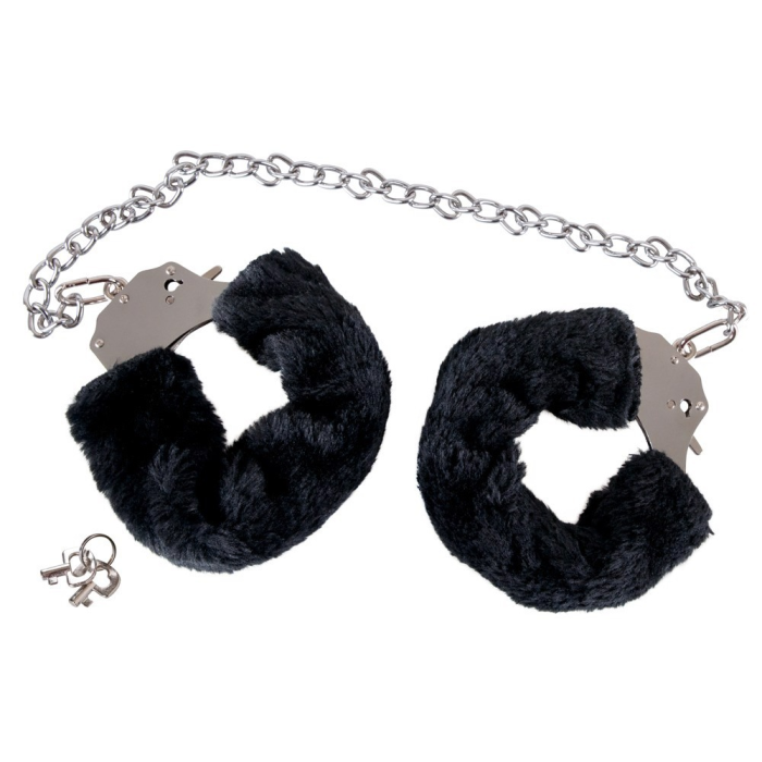 Наручники металеві You2Toys Bigger Furry Handcuffs із чорним хутром