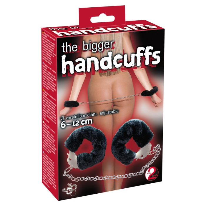 Наручники металеві You2Toys Bigger Furry Handcuffs із чорним хутром