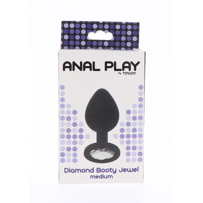 Анальна пробка з кристалом ToyJoy Diamond Booty Jewel, чорний, Medium