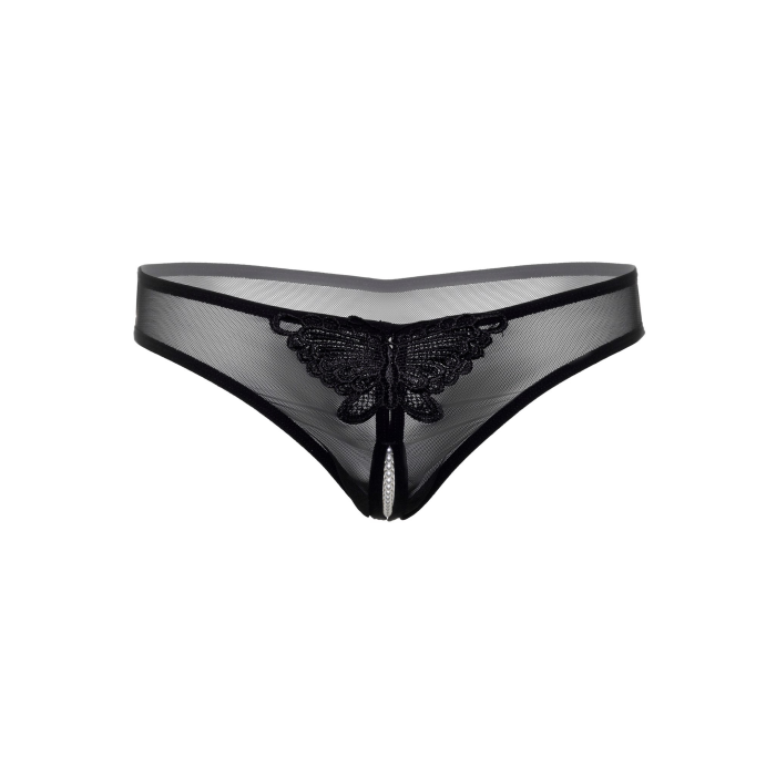 Трусики з перлинами та аплікацією у вигляді метелика Daring Intimates, чорний, S/M