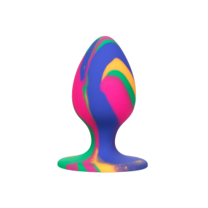 Анальна силіконова пробка CalExotics Cheeky Tie-Dye Plug, різнокольорова, Medium