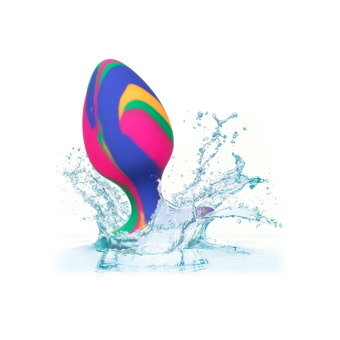 Анальна силіконова пробка CalExotics Cheeky Tie-Dye Plug, різнокольорова, Medium