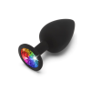 Анальна пробка Toy Joy Rainbow Booty Jewel з райдужним кристалом, чорний, Large