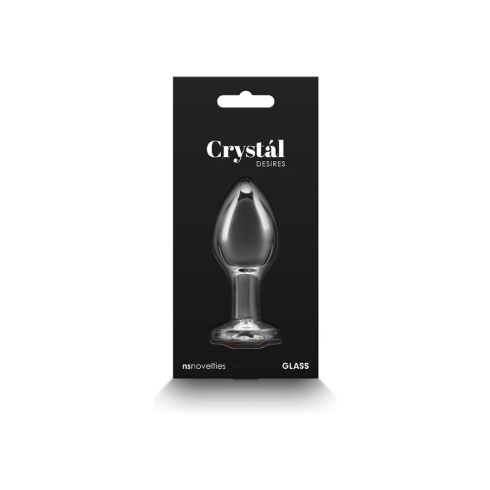 Анальна пробка з кристалом NS Novelties Crystal Desires, скляна, прозора, M