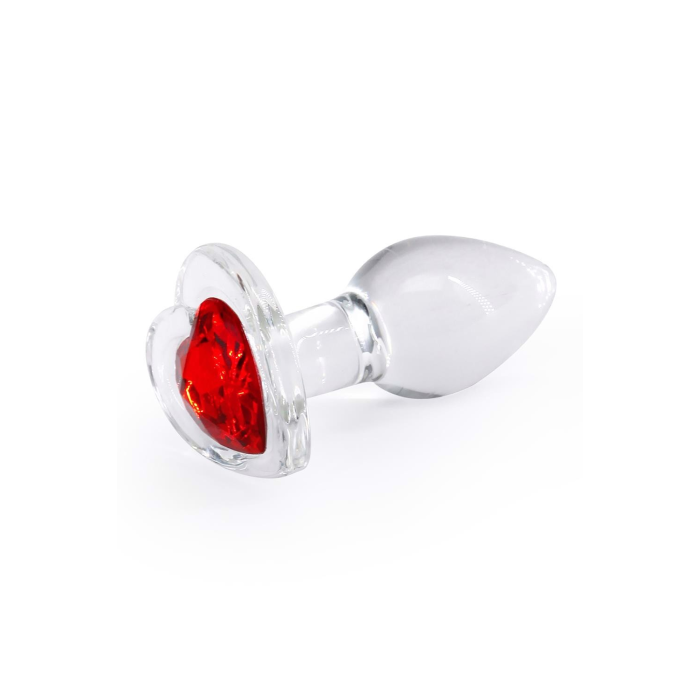Анальна прозора пробка із серцем NS Novelties Crystal Desires Red Heart скляна, Mini