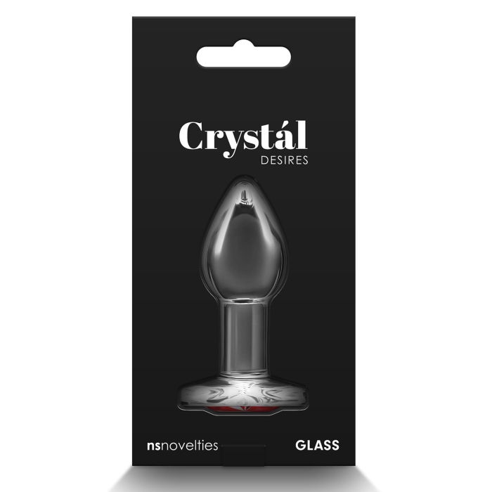 Анальна прозора пробка із серцем NS Novelties Crystal Desires Red Heart скляна, Mini