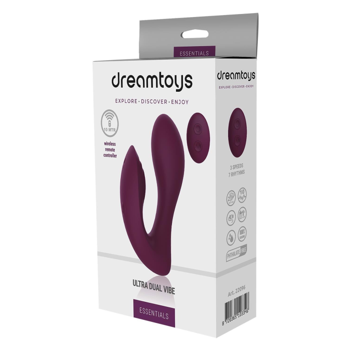 Вібратор подвійний стимуляцією з пультом керування Dream Toys Essentials Ultra Dual Vibe, фіолетовий