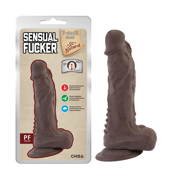 Фалоімітатор з мошонкою на присосці Chisa T-skin ReaL Sensual Fucker, коричневий