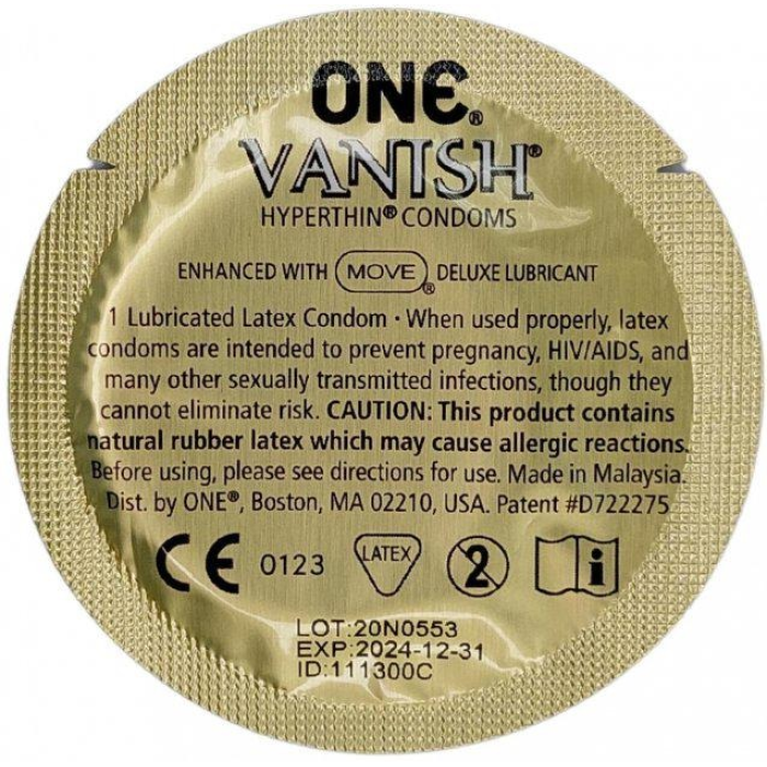 Набір супертонких презервативів латексних ONE Vanish Hyperthin (ціна за упаковку, 100 шт.)