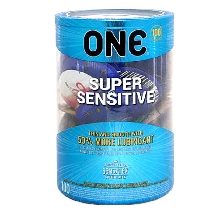 Набір гладких ультратонких латексних презервативів ONE Super Sensitive (ціна за упаковку, 100 шт.)