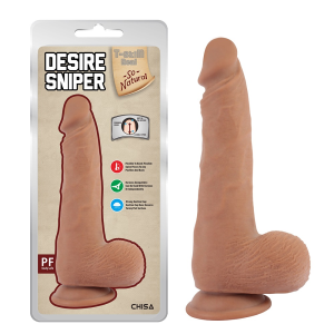 Фалоімітатор реалістичний з мошонкою Chisa T-skin ReaL Desire Sniper на присосці, бежевий