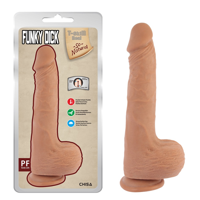 Фалоімітатор реалістичний із мошонкою Chisa T-skin ReaL Funky Dick на присосці, бежевий