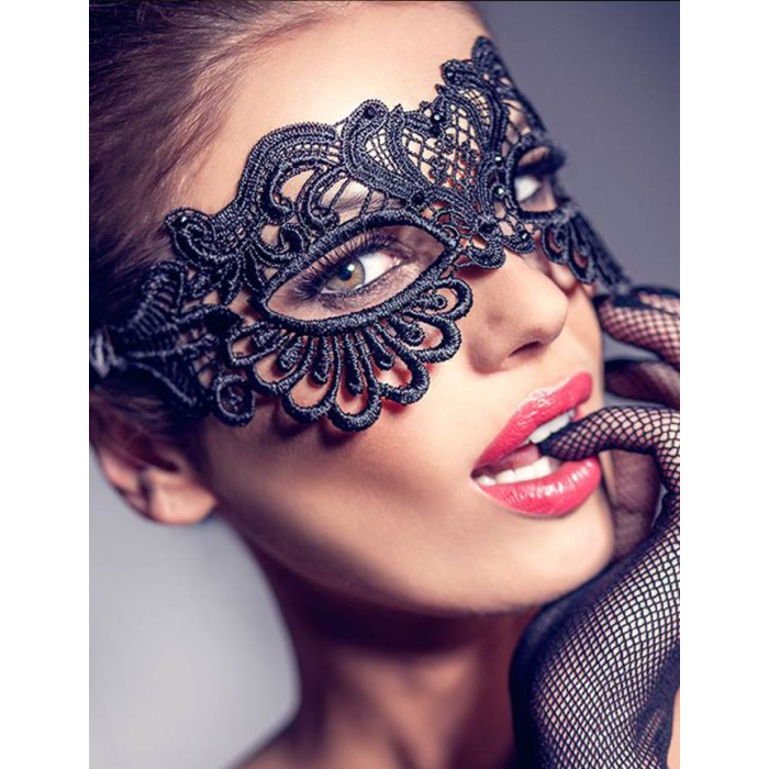 Чорна мережива маска для очей Star Night Lace Eye Mask на зав'язках, чорна, 2 шт