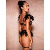 Сексуальний мереживний комплект Star Night Sexy Set з пір'ям та ланцюжками, чорний, XS-S (без коробки)