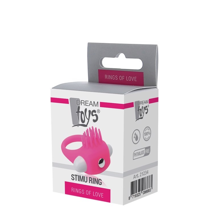 Ерекційне вібраційне кільце з вусиками Dream Toys Rings of Love рожеве