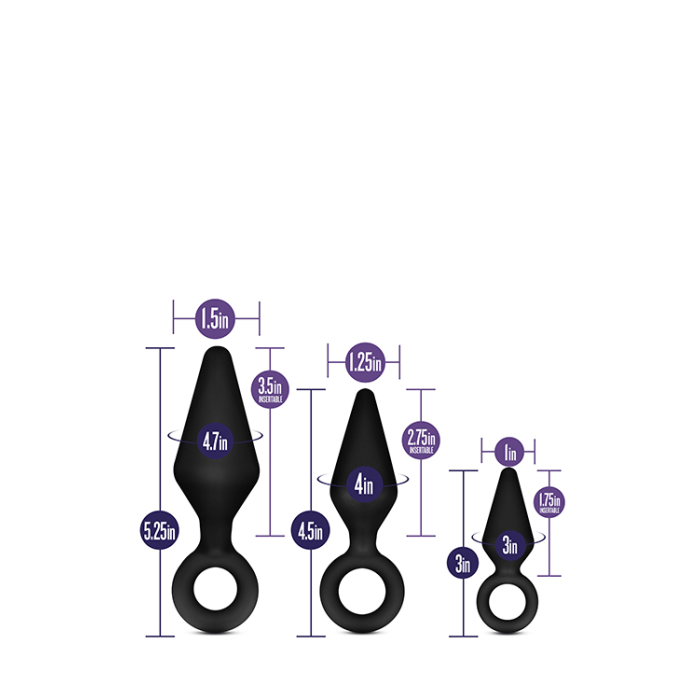 Набір анальних пробок LUXE WEARABLE NIGHT Rimmer Kit BLACK