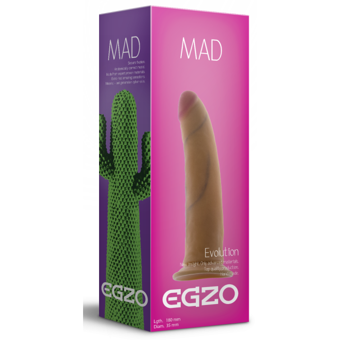 Фалоімітатор на присоскі EGZO MAD Ciberskin Powerful Lover з кібершкіри, тілесний