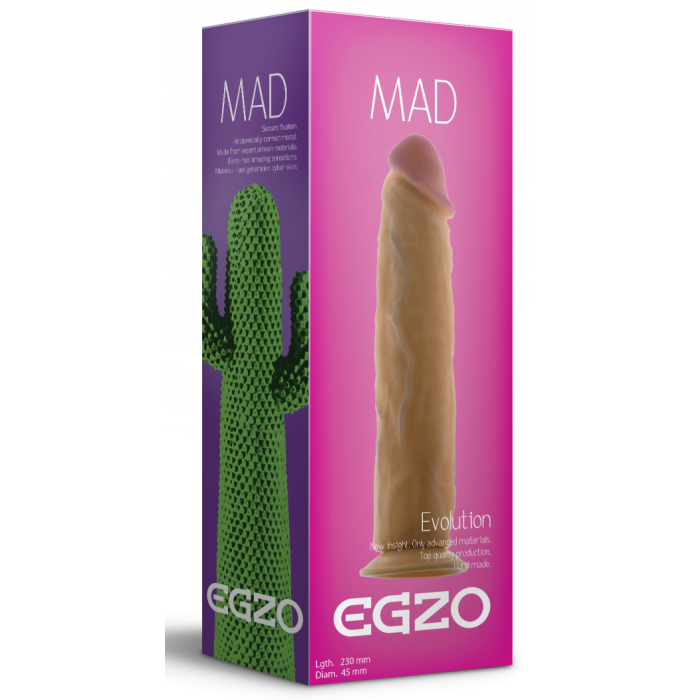 Фалоімітатор реалістичний EGZO Mad Evolution Ciberskin Great Lover на присосці, тілесний