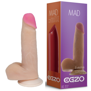 Фалоімітатор реалістичний з мошонкою EGZO MAD Ciberskin Pushy Lover на присосці