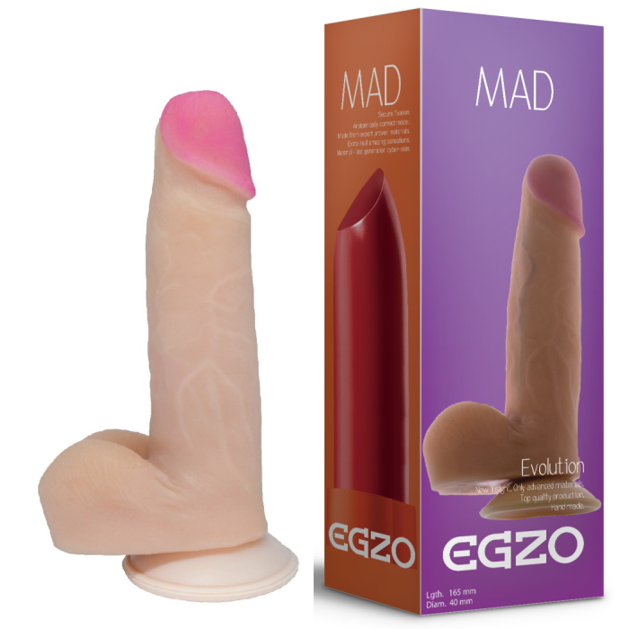 Фалоімітатор реалістичний з мошонкою EGZO MAD Ciberskin Pushy Lover на присосці