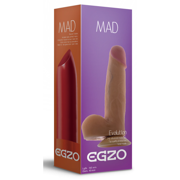 Фалоімітатор реалістичний з мошонкою EGZO MAD Ciberskin Pushy Lover на присосці