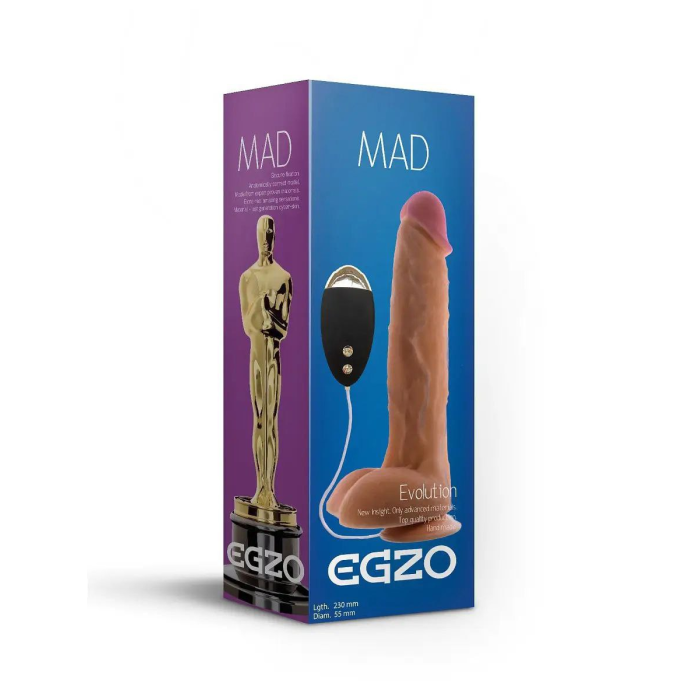 Вібратор реалістичний з дротом EGZO MAD Evolution Trouble Free Lover на присосці