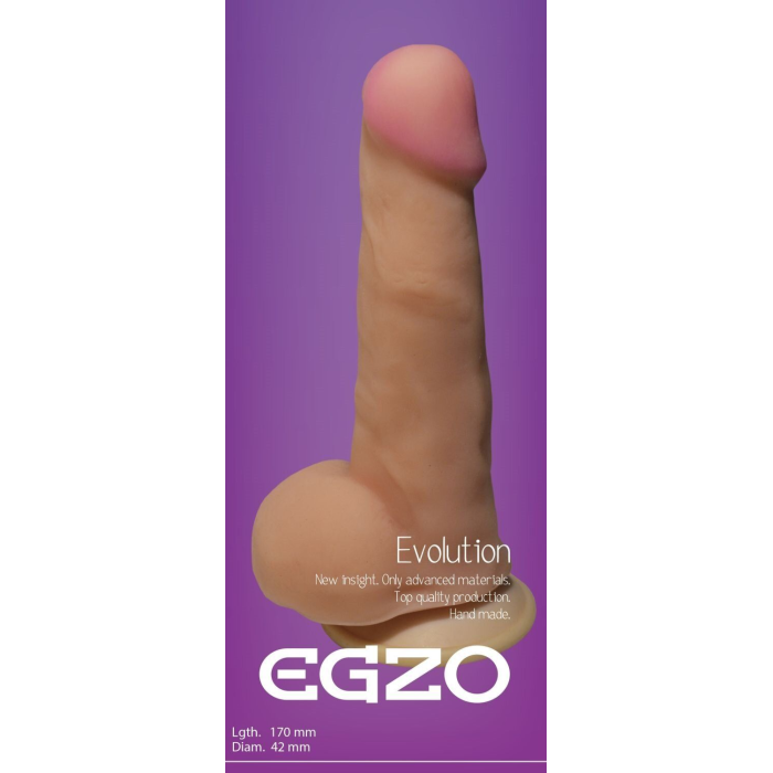 Фалоімітатор реалістичний із мошонкою EGZO MAD Ciberskin Strong Lover на присосці