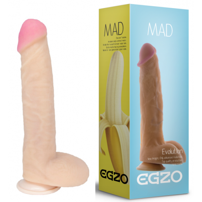 Фалоімітатор реалістичний з мошонкою EGZO MAD Ciberskin Ardent Lover на присосці