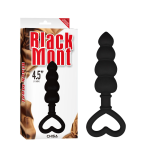 Анальна цепочка зі стоппером-сердечком Chisa Black Mont Beaded Luv Probe, чорна