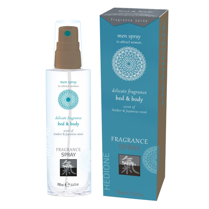 Спрей для тіла та ліжка з феромонами та афродизіаками Shiatsu Fragrance Бурштин та японська м'ята, 100 мл
