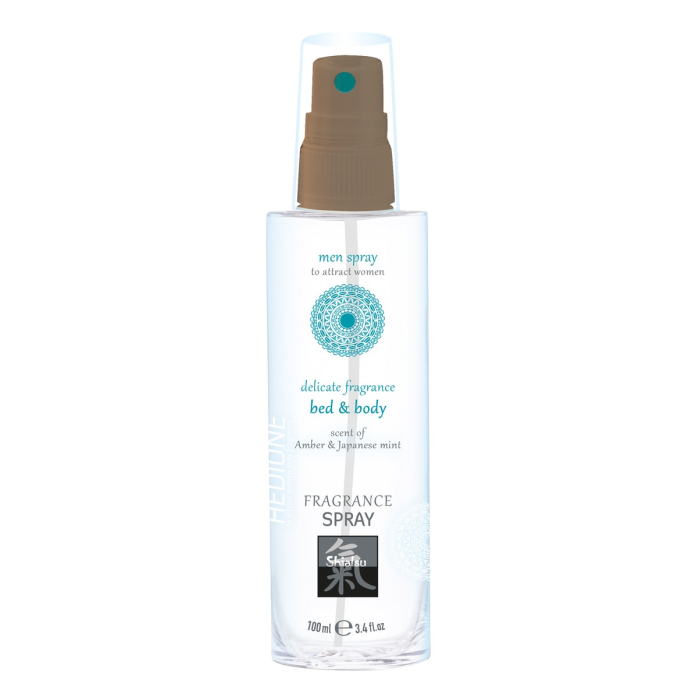Спрей для тіла та ліжка з феромонами та афродизіаками Shiatsu Fragrance Бурштин та японська м'ята, 100 мл