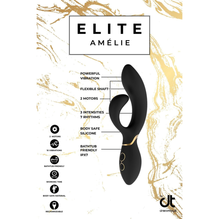 Вібромасажер кролик Dream Toys ELITE AMELIE чорний
