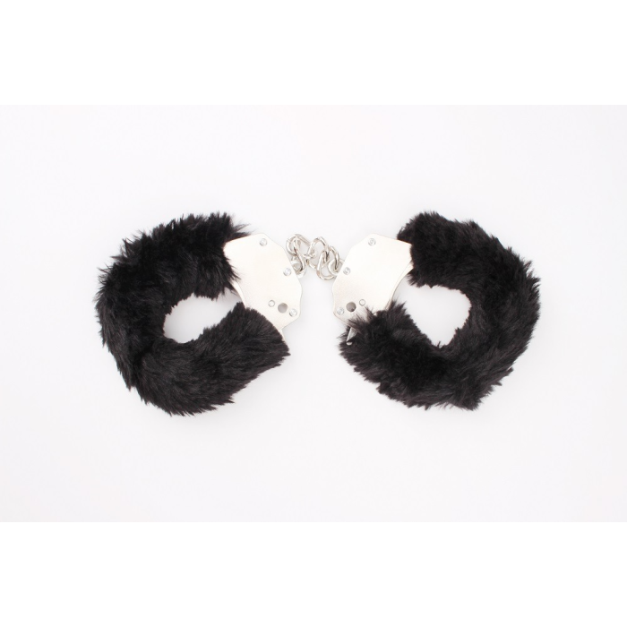 Наручники металеві Chisa Hi-Basic Fur-lined Handcuffs з чорним хутром