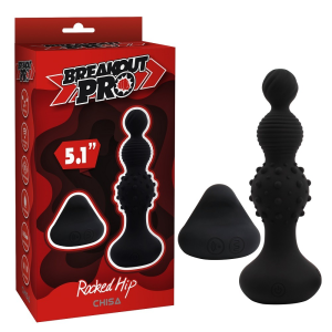 Анальна пробка з вібрацією у вигляді ялинки Chisa Breakout Pro Rocked Hip з різним рельєфом на ярусах, чорна