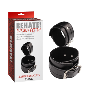 Наручники класичні Chisa Behave Luxury Fetish зі шкірозамінника, чорний
